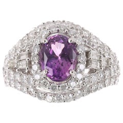 Bague cocktail en saphir rose ovale 14 carats et diamants 3,05 carats