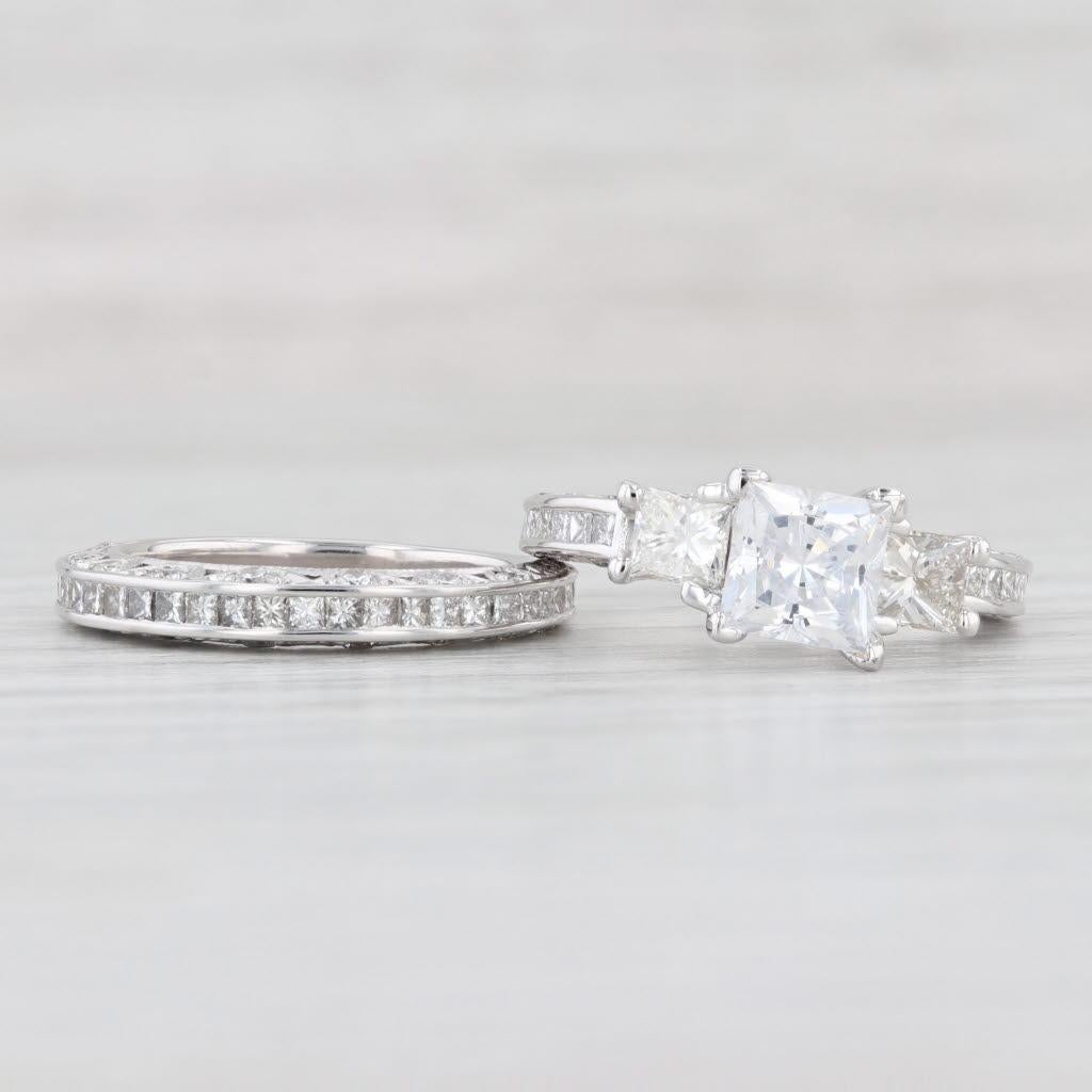 3.05ctw Semi Mount Diamond Engagement Ring Wedding Band Set 18k Gold Size 5.75 im Zustand „Gut“ im Angebot in McLeansville, NC