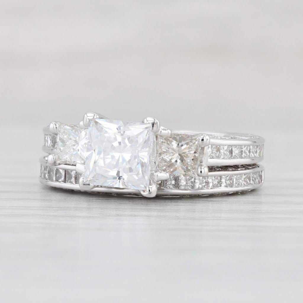 3.05ctw Semi Mount Diamond Engagement Ring Wedding Band Set 18k Gold Size 5.75 im Angebot 1