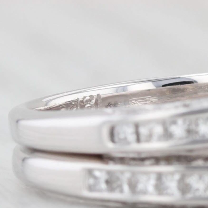 3.05ctw Semi Mount Diamond Engagement Ring Wedding Band Set 18k Gold Size 5.75 im Angebot 2