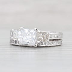 Used 3.05ctw Semi Mount Diamond Engagement Ring Wedding Band Set 18k Gold Size 5.75