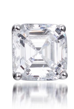 3.06 Carat Asscher Cut Cubic Zirconia Sterling Silver Solitaire Stud Earrings