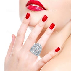 3.06 Carat Diamond 18 Karat White Gold Shield Ring