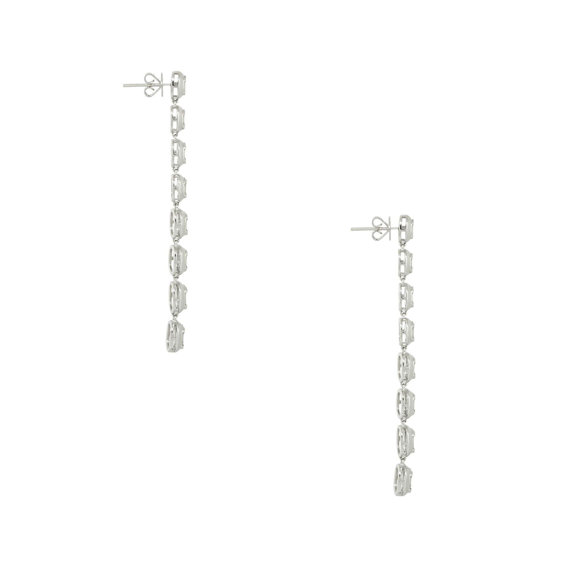 Round Cut 3.06 Carat Diamond Mosaic Drop Earrings 18 Karat In Stock For Sale