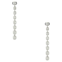 3.06 Carat Diamond Mosaic Drop Earrings 18 Karat In Stock