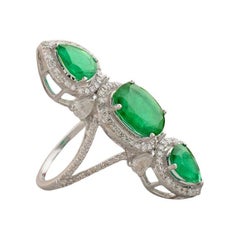 Anillo de oro de 14 quilates con diamante esmeralda de 3,06 quilates