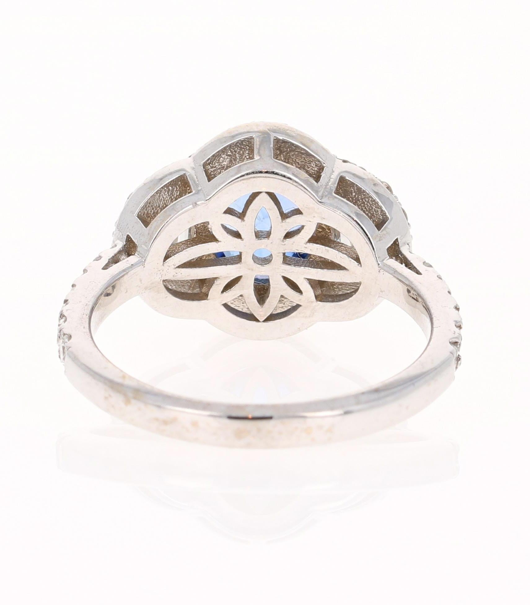 Oval Cut 3.06 Carat GIA Certified Sapphire Diamond 18 Karat White Gold Ring