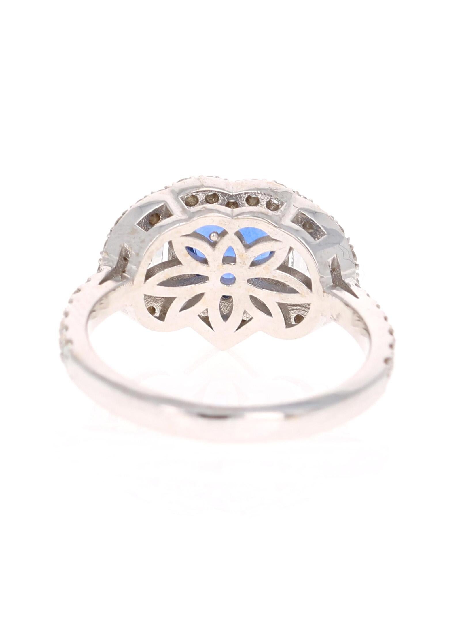3,06 Karat GIA zertifizierter Saphir-Diamant-Ring aus 18 Karat Weißgold (Herzschliff) im Angebot