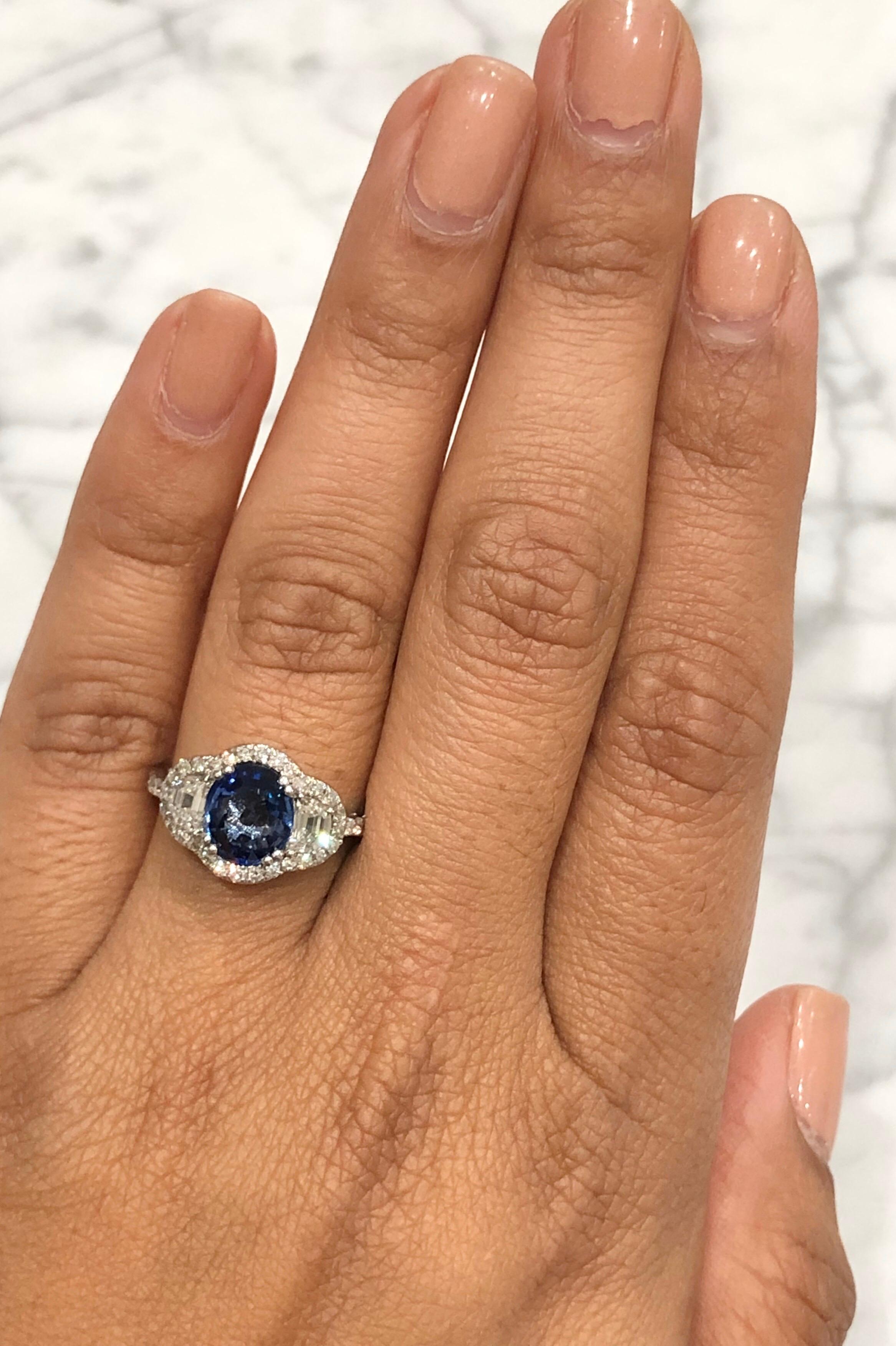 3.06 Carat GIA Certified Sapphire Diamond 18 Karat White Gold Ring In New Condition In Los Angeles, CA