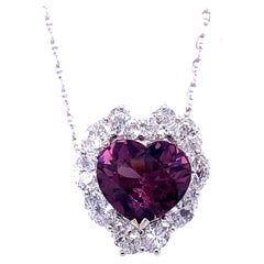 3.06 Carat GRS Certified Burma No Heat Spinel and White Diamond Pendant Necklace
