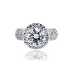 3.06 Carat Round Brilliant Diamond Ring Brilliant White 18K White Gold