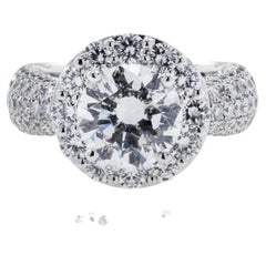 3.06 Carat Round Brilliant Diamond Ring Brilliant White 18K White Gold