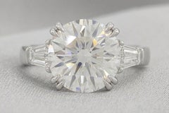 3.05 Carat Round Brilliant Diamond Ring with Tapered Baguette Diamonds