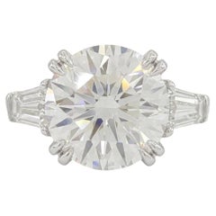 3.05 Carat Round Brilliant Diamond Ring with Tapered Baguette Diamonds