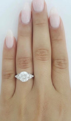3.06 Carat Round Brilliant Diamond Three-Stone Platinum Ring GIA IF F