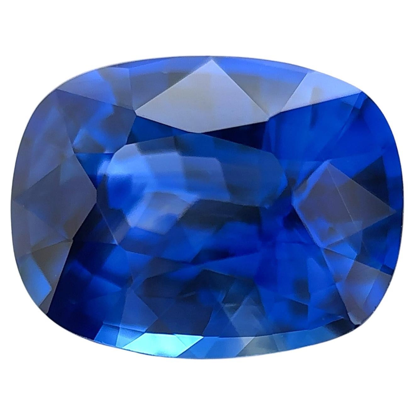 Kissen mit 3,06 Karat königsblauem, natürlichem Saphir und losem Stein (Optionalisierungsoption)