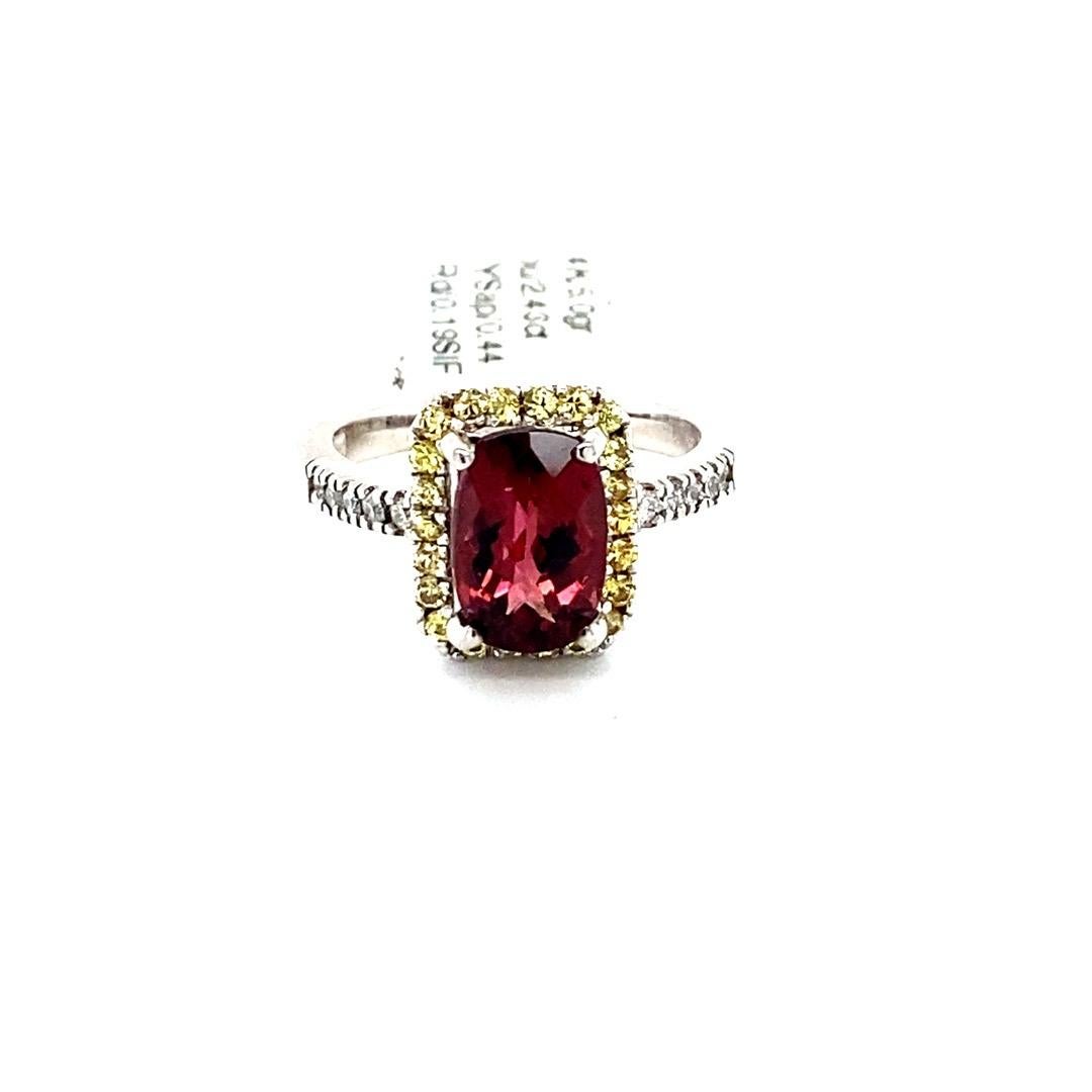 Tourmaline Sapphire Diamond White Gold Cocktail Ring For Sale 1