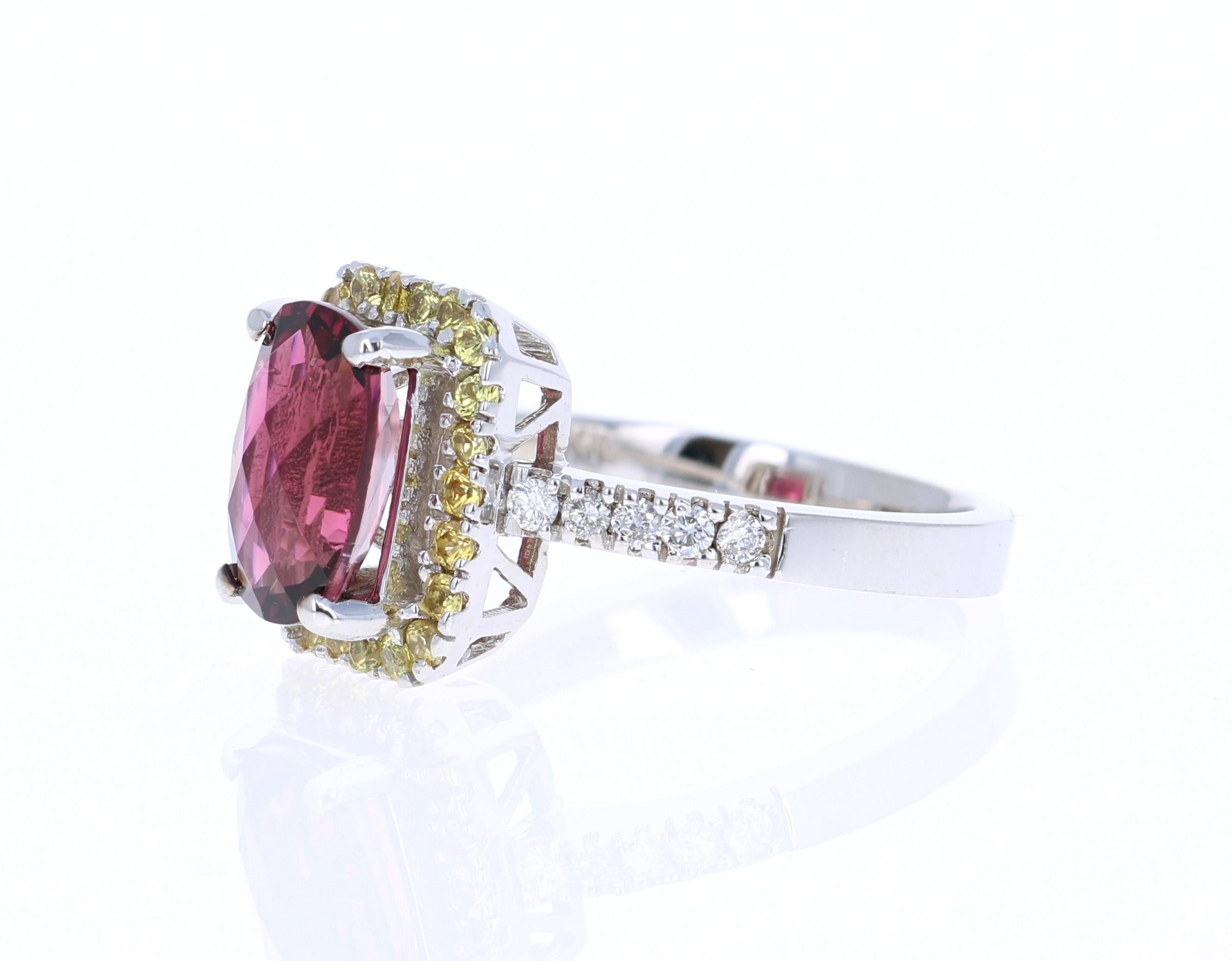 Oval Cut Tourmaline Sapphire Diamond White Gold Cocktail Ring For Sale
