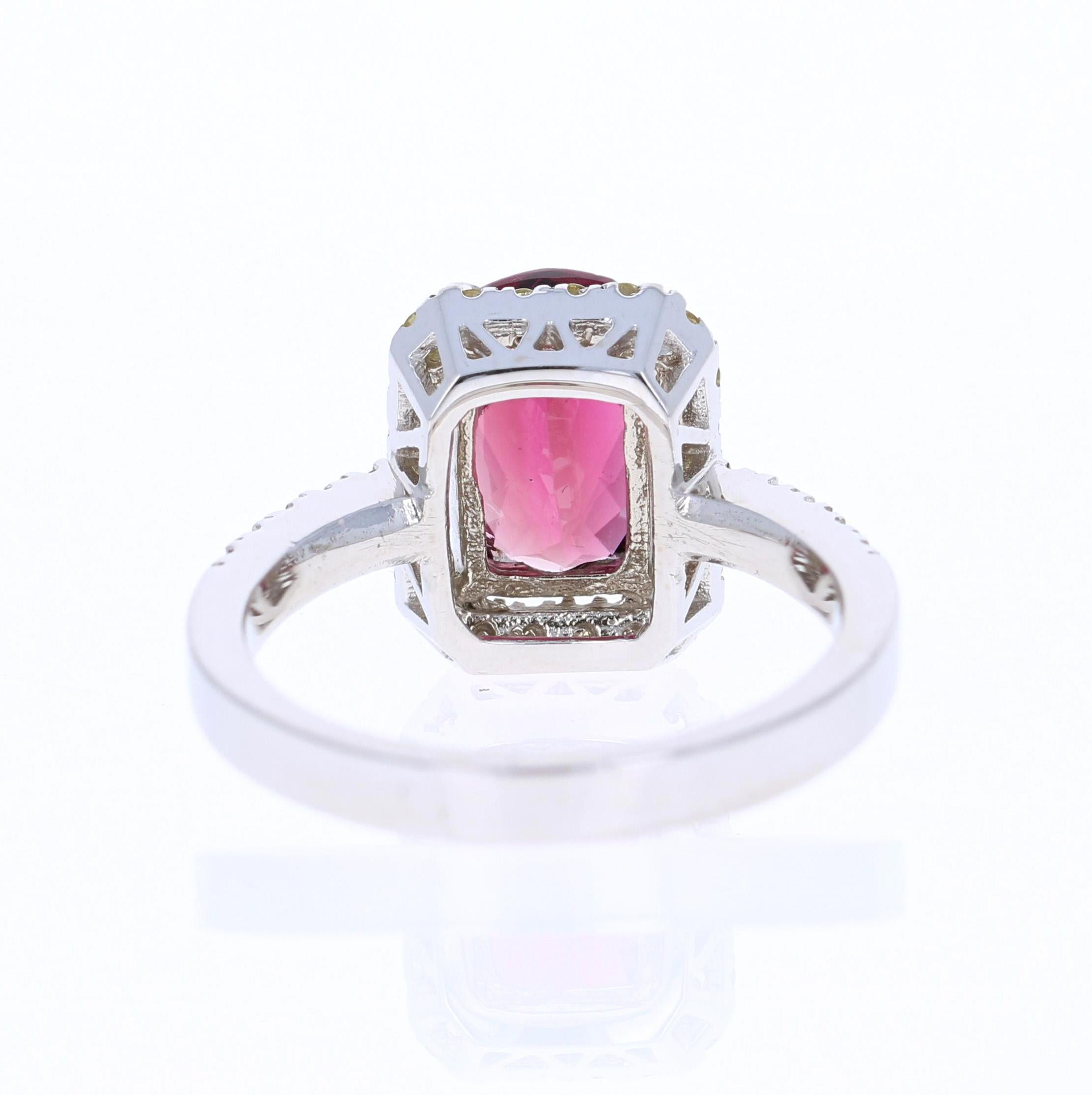 Tourmaline Sapphire Diamond White Gold Cocktail Ring In New Condition For Sale In Los Angeles, CA