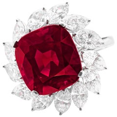 3.06 Carat Unheated Mozambique “Pigeon Blood” Ruby and Diamond Ring