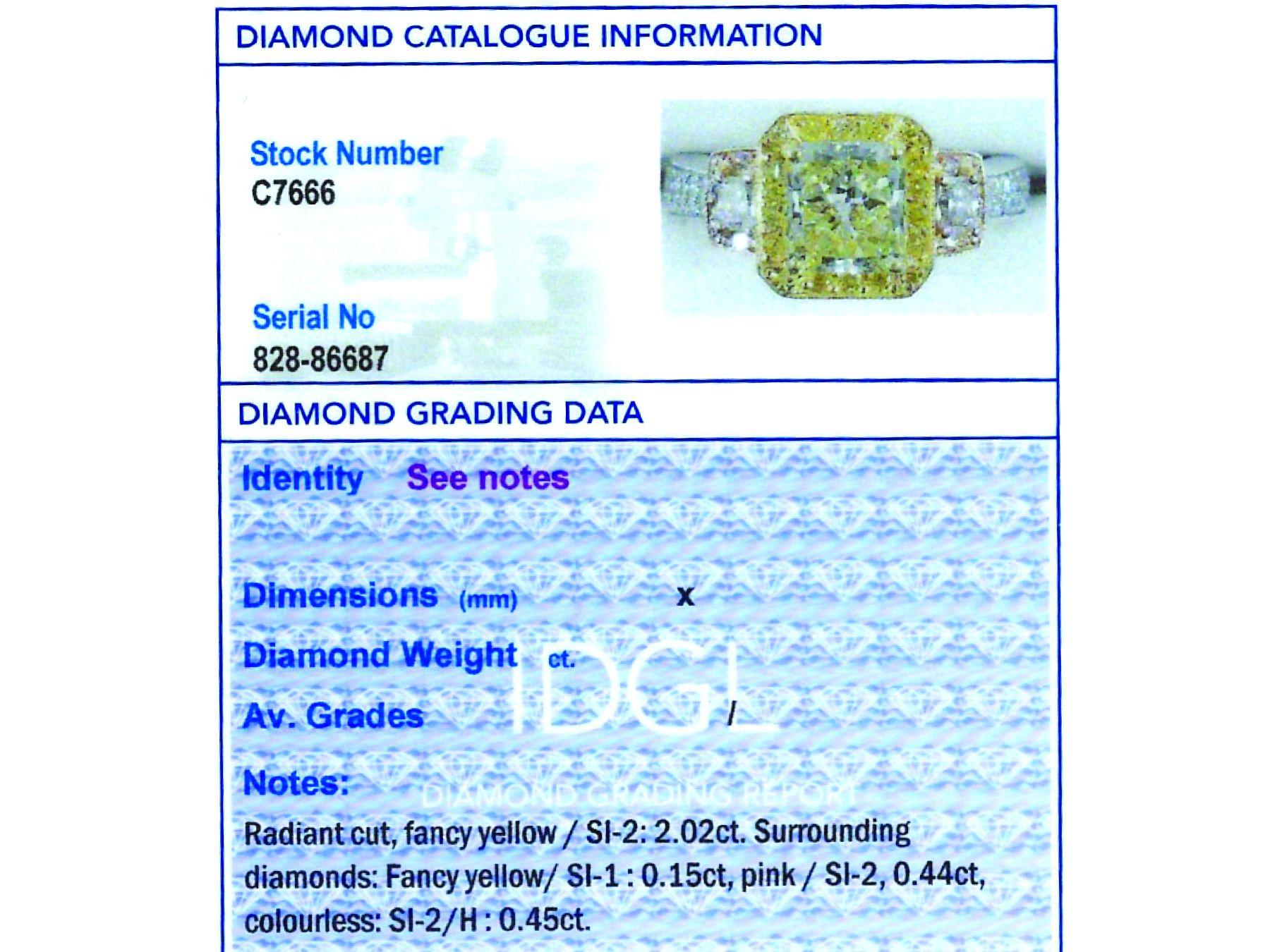 3.06 Carat Yellow and Pink Diamond Engagement Ring in Platinum 5