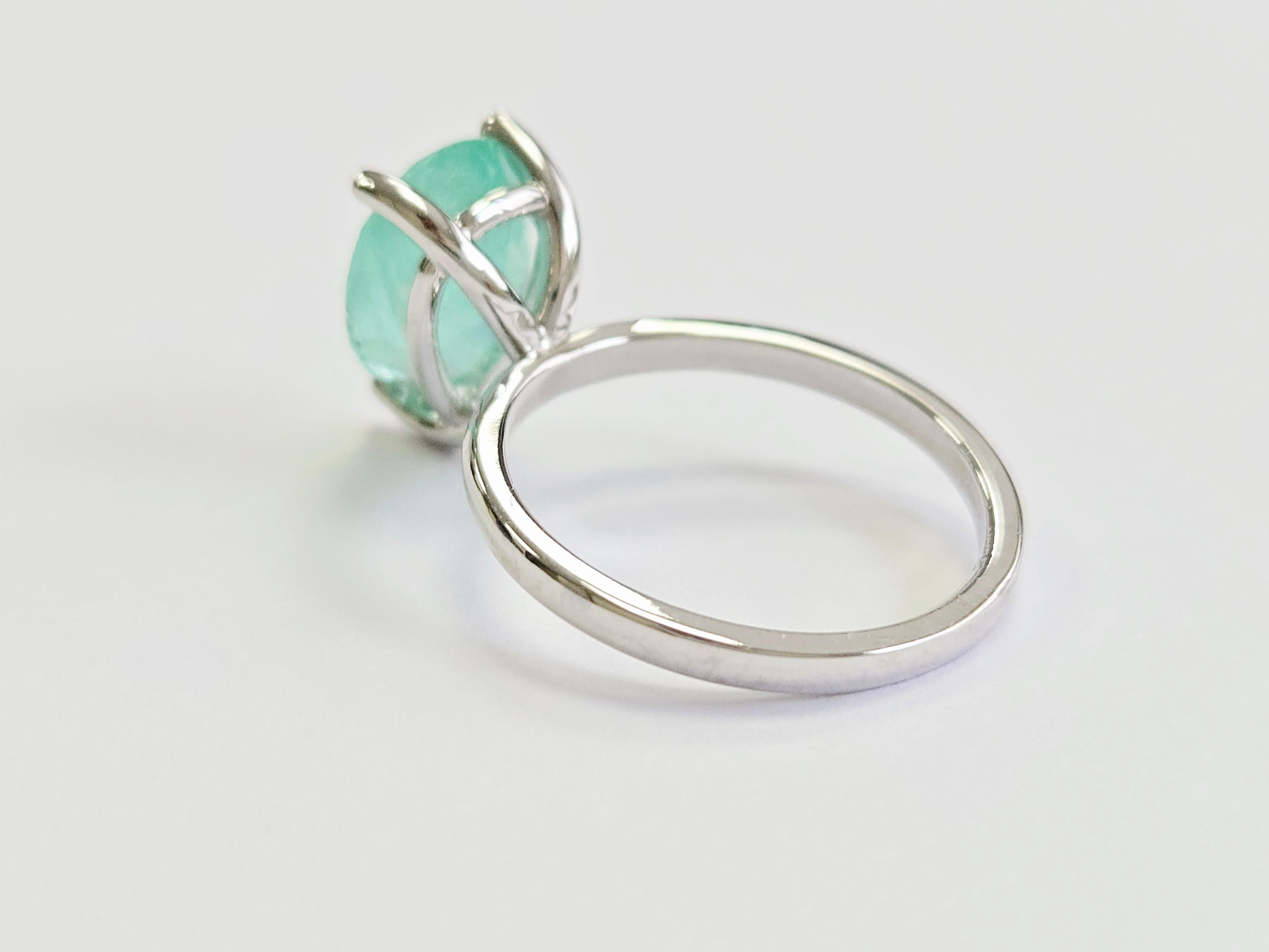 3.06 Carats Colombian Emerald Pear Shape Ring White Gold 14 Karat In New Condition For Sale In Great Neck Plaza, NY