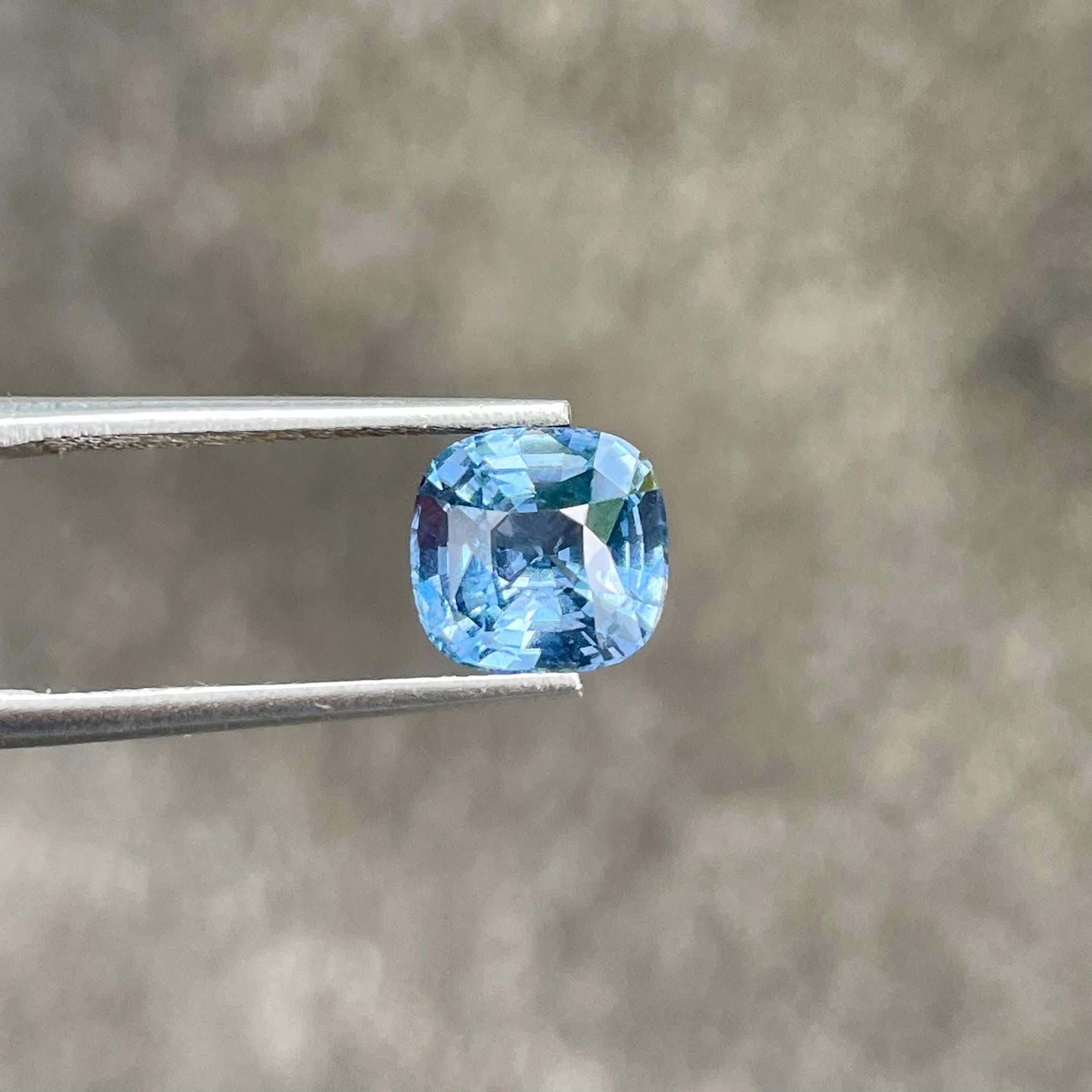 Modern 3.06 carats Light Blue Spinel Stone Step Cushion cut Natural Afghan Gemstone For Sale