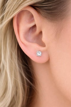 Brillante Jewels 3.06ct Round Diamond Stud Earrings in 14K White Gold