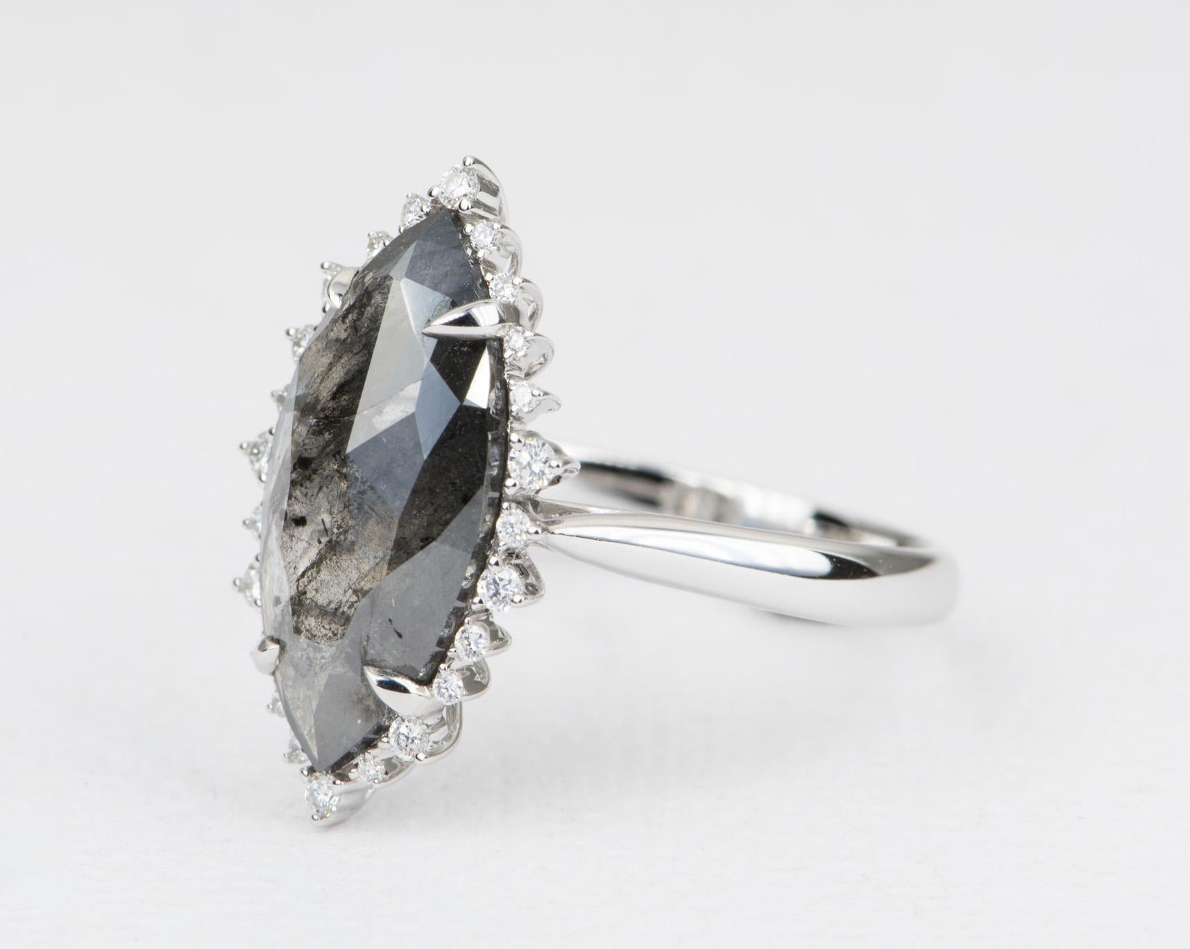 salt and pepper marquise diamond ring