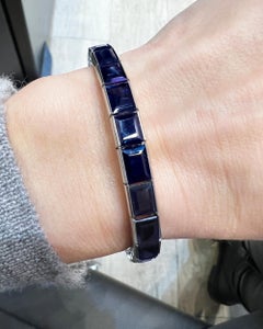 30,60 Karat Saphir Vintage Platinum Line Armband, circa 1950er Jahre