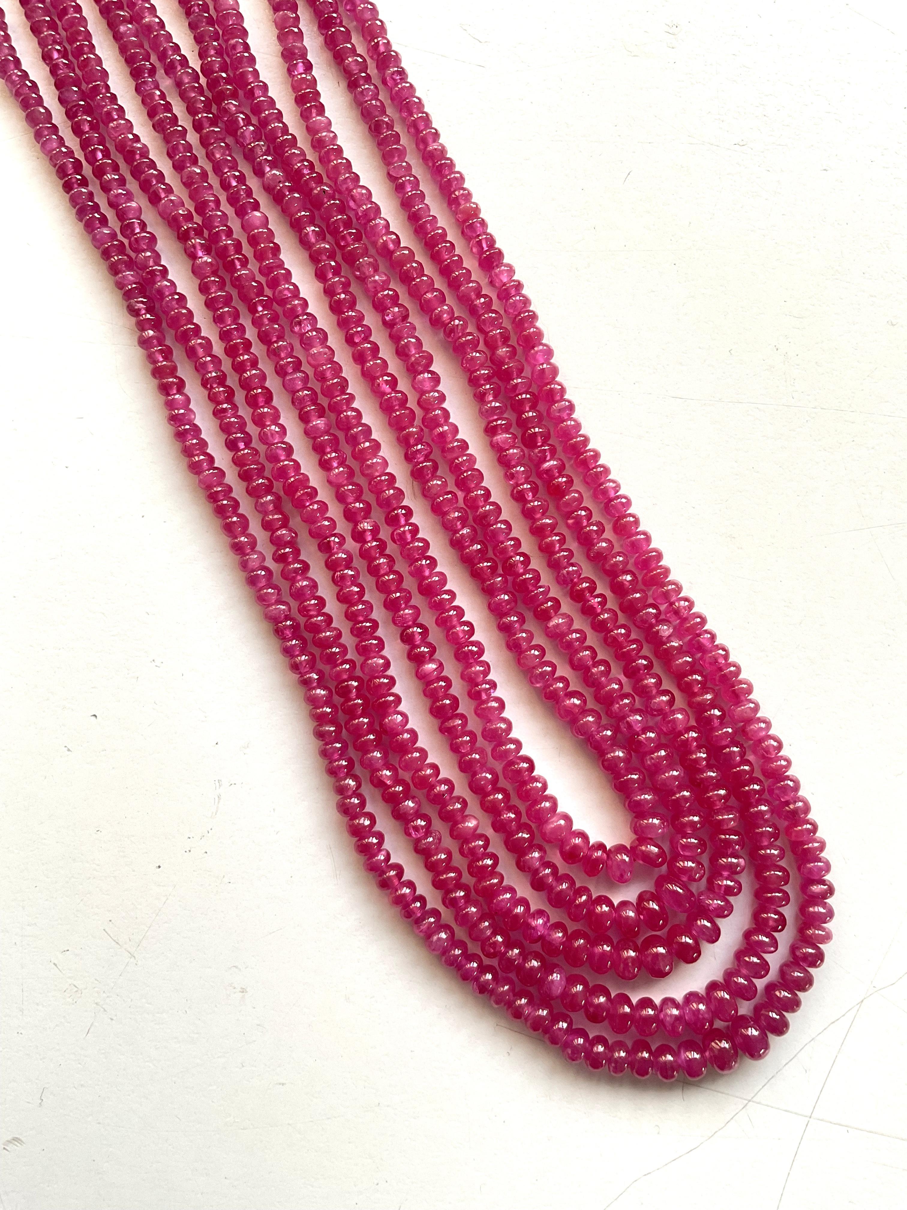 Art Deco 306.45 Carats Johnson Ruby Plain Beaded Necklace Top Quality Natural Gemstone For Sale