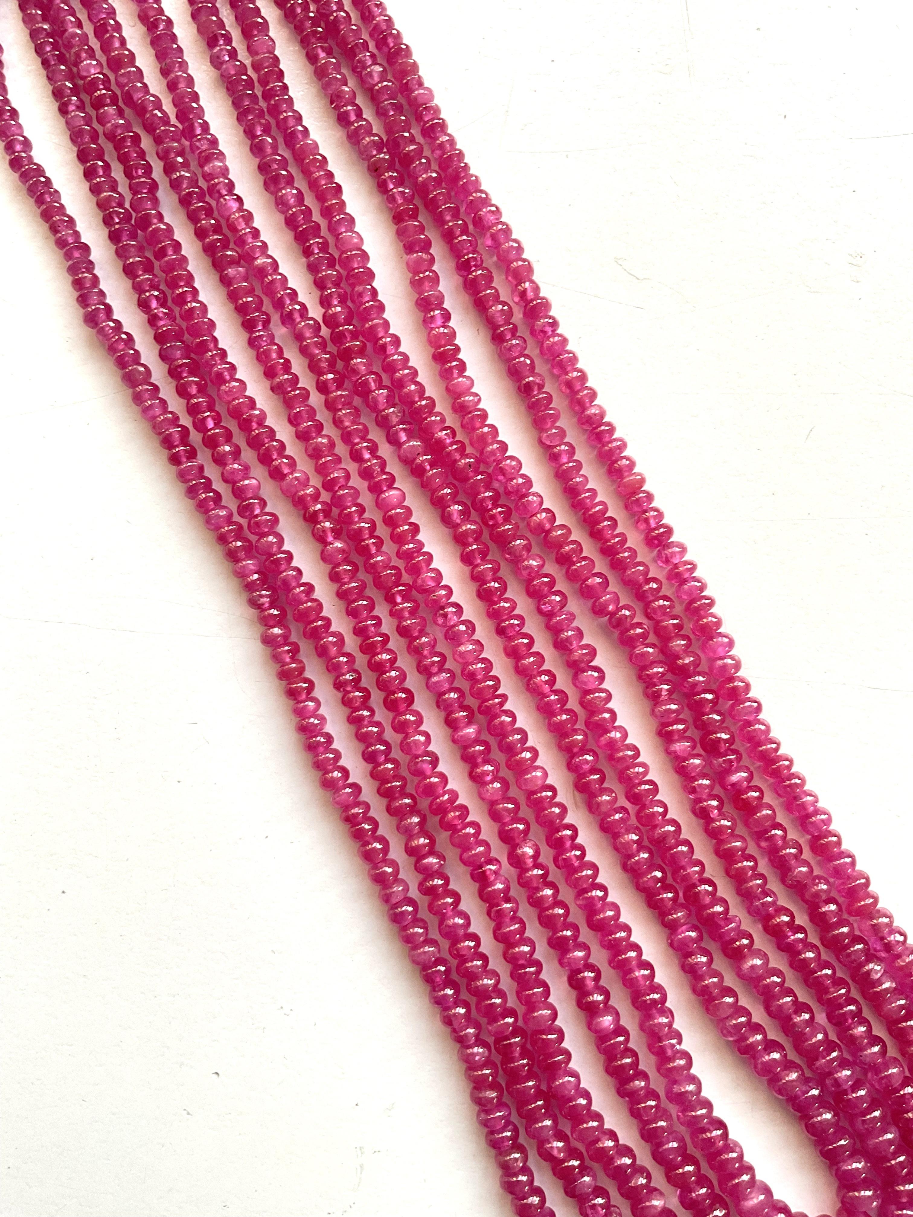 306.45 Carats Johnson Ruby Plain Beaded Necklace Top Quality Natural Gemstone In New Condition For Sale In Jaipur, RJ