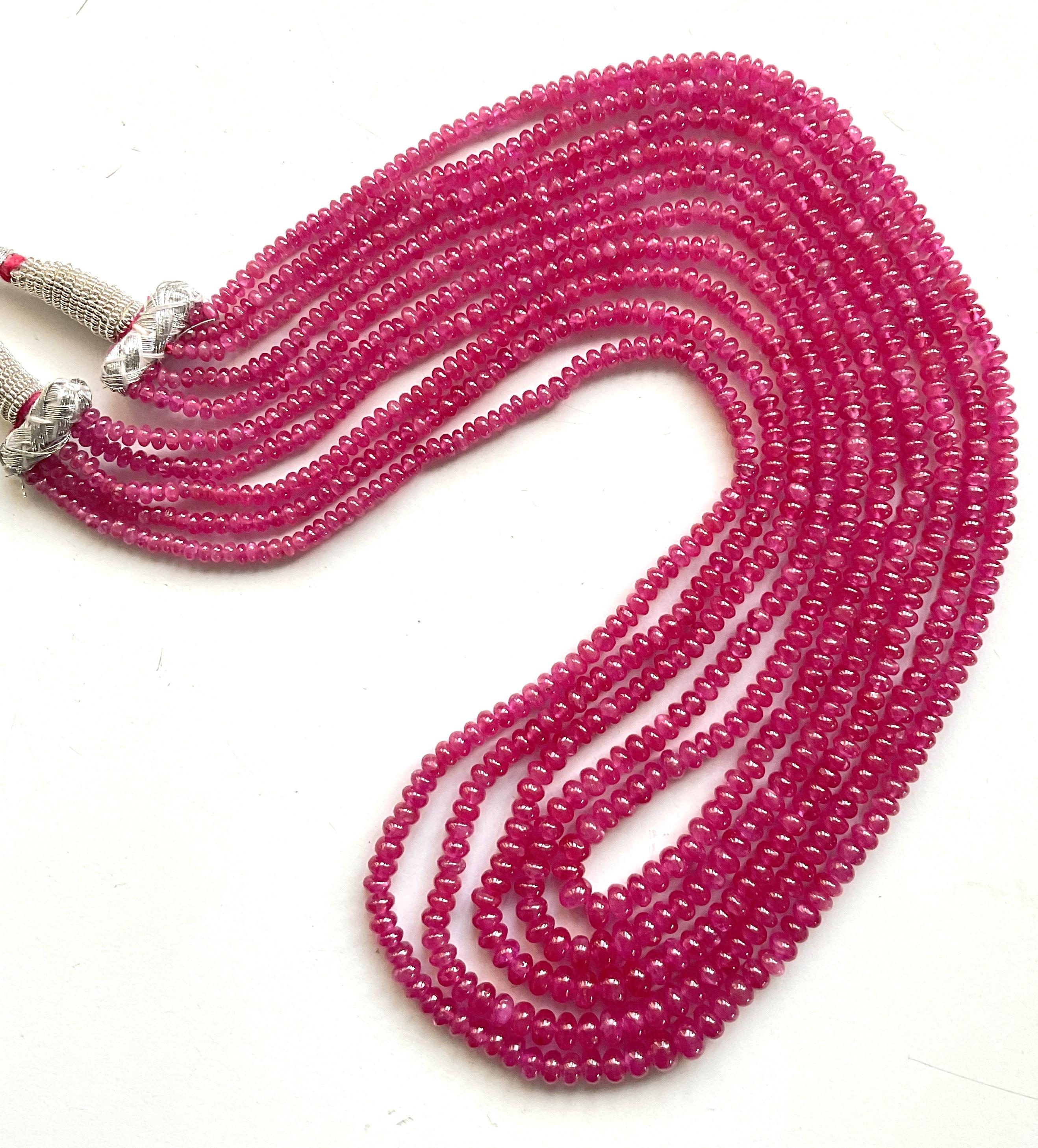 Women's or Men's 306.45 Carats Johnson Ruby Plain Beaded Necklace Top Quality Natural Gemstone For Sale