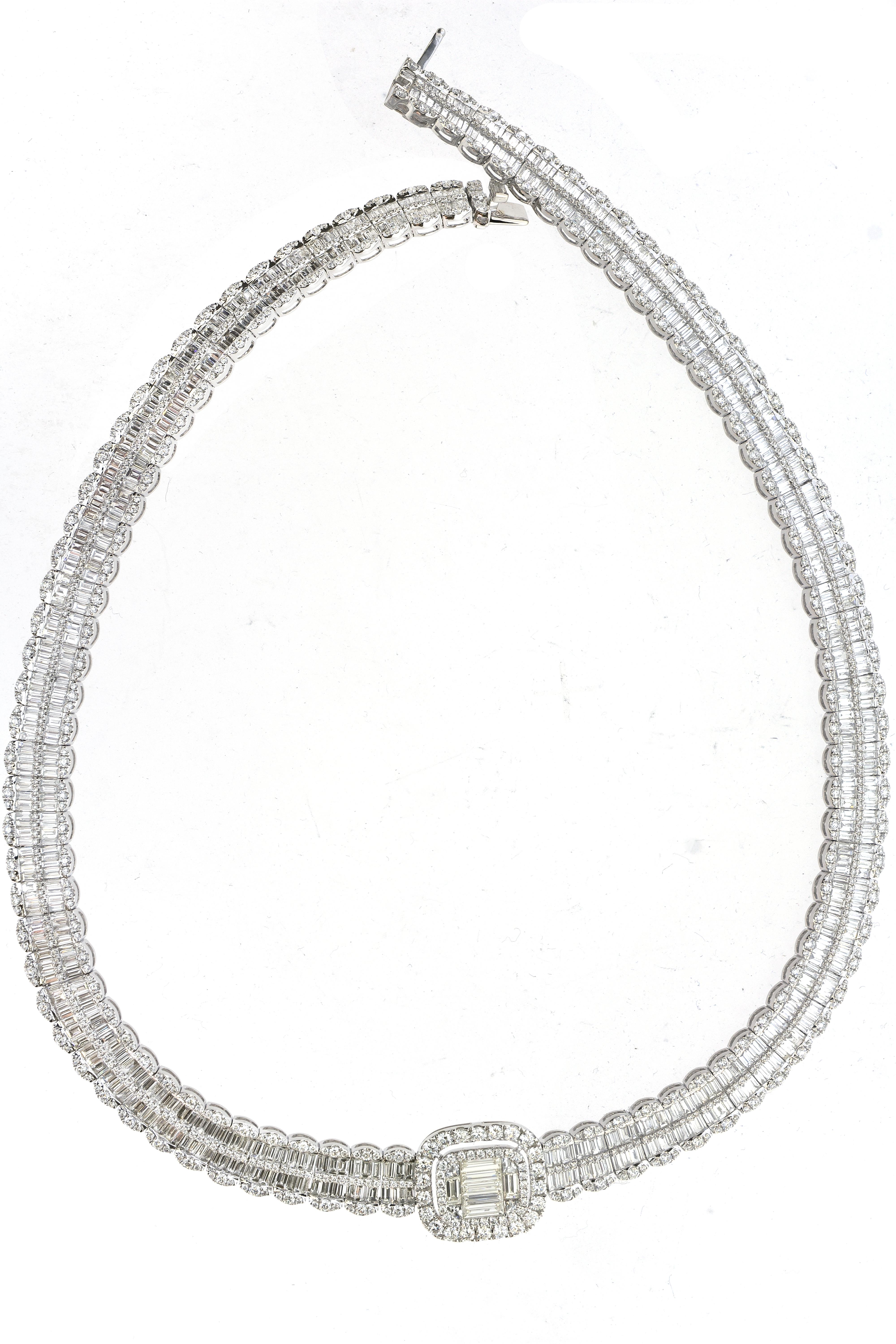 Baguette Cut 30.68 Carat Baguette Diamond Necklace
