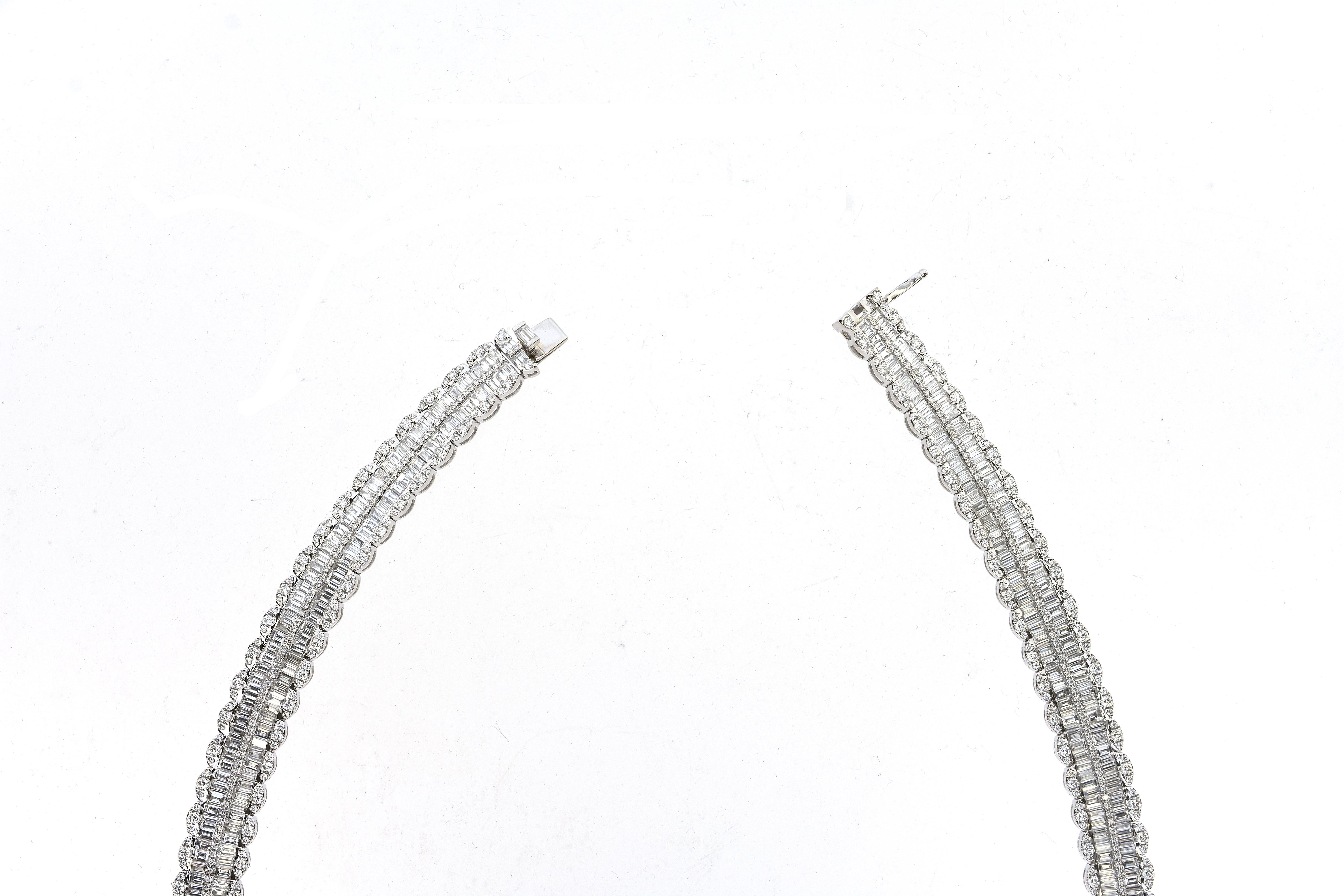 30.68 Carat Baguette Diamond Necklace 1