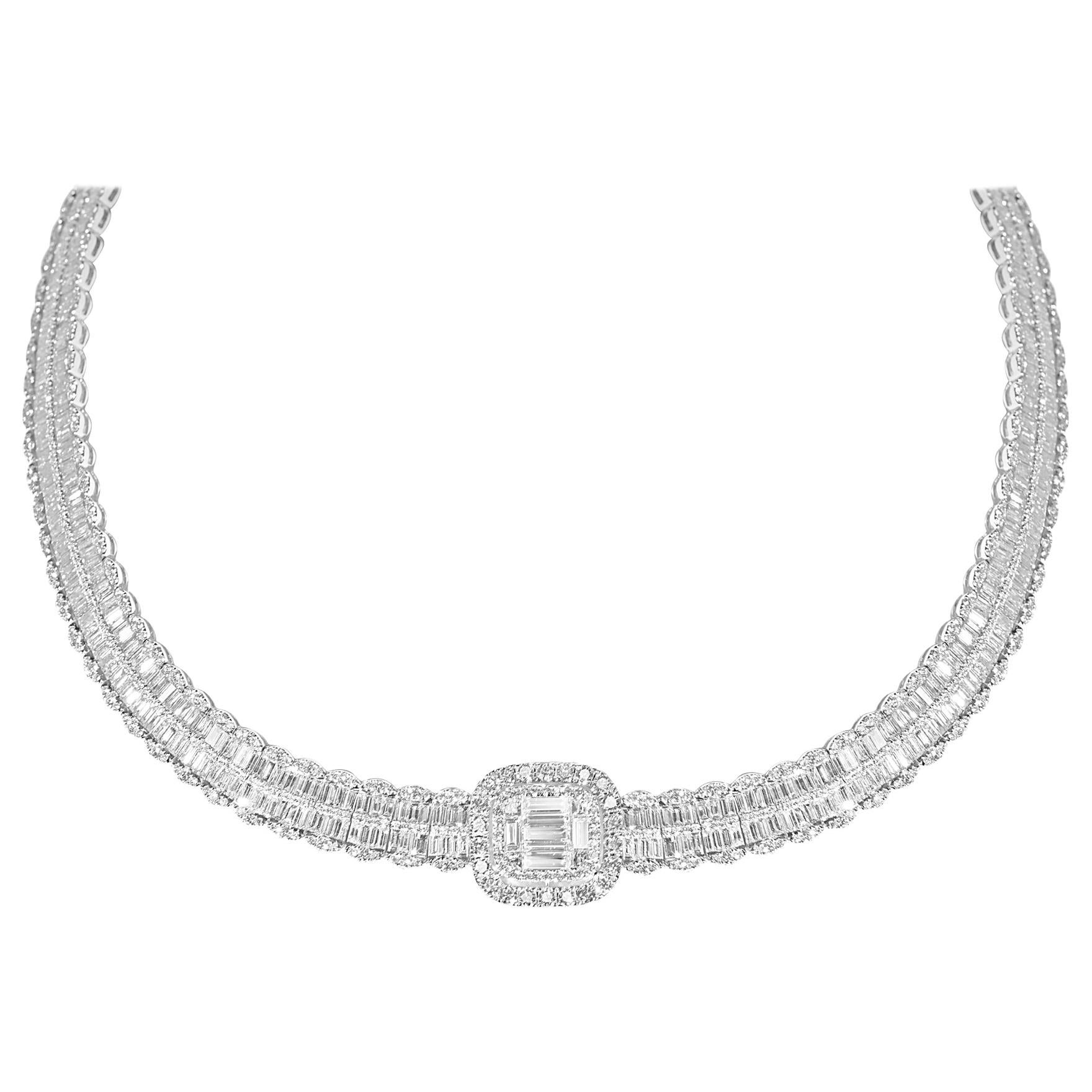 30.68 Carat Baguette Diamond Necklace