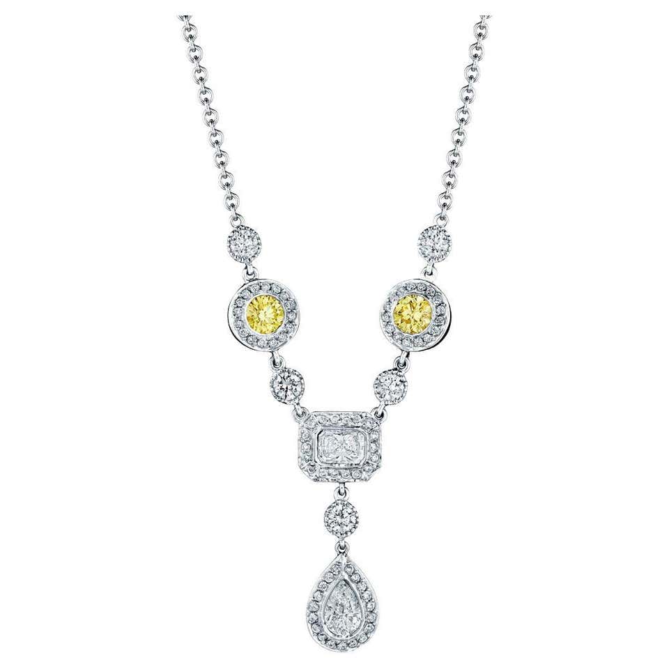 Natural multi sapphire and diamond necklace set in 18-Kt gold For Sale ...