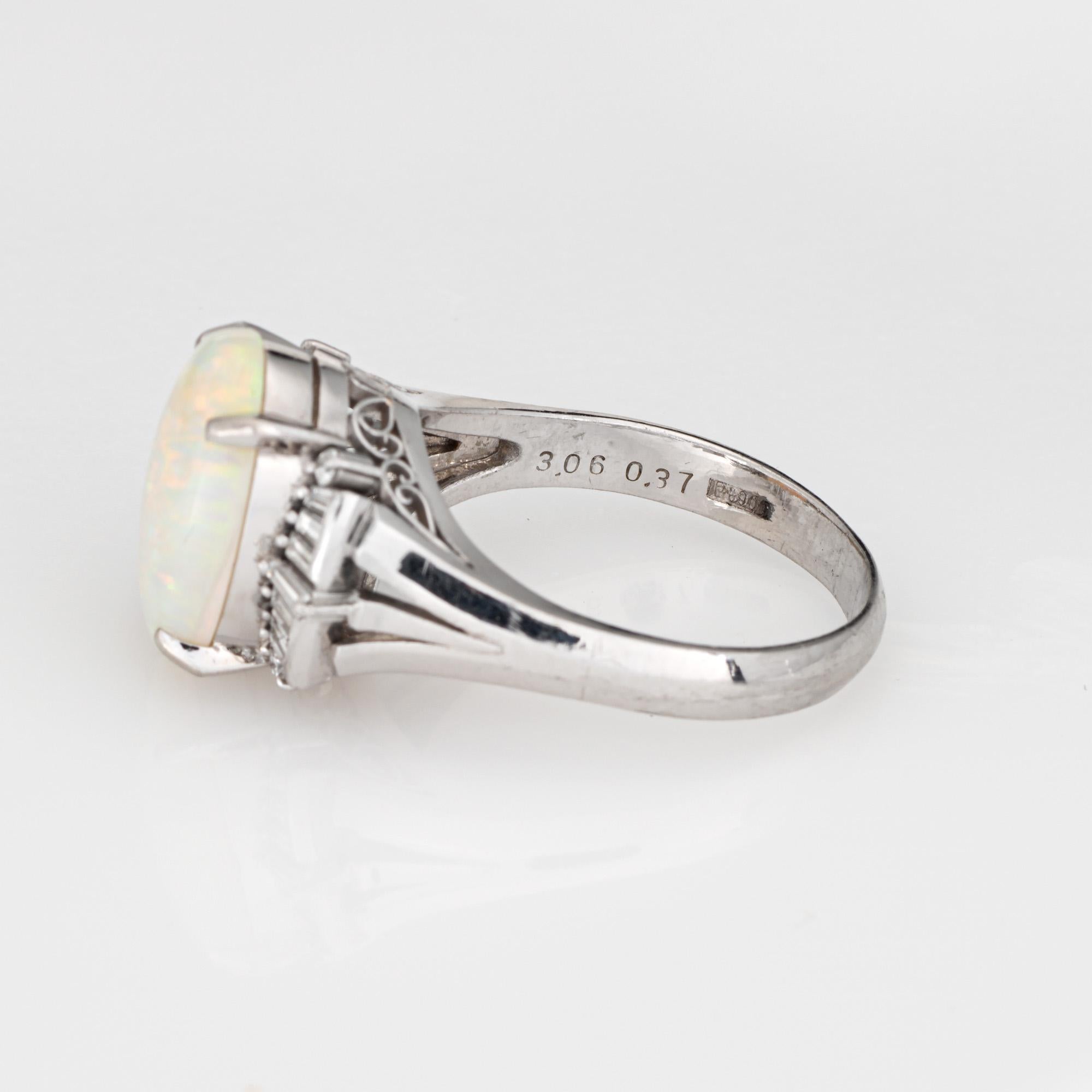 3.06ct Natural Opal Ring Diamond Estate Platinum Sz 7.25 Estate Fine Jewelry 1