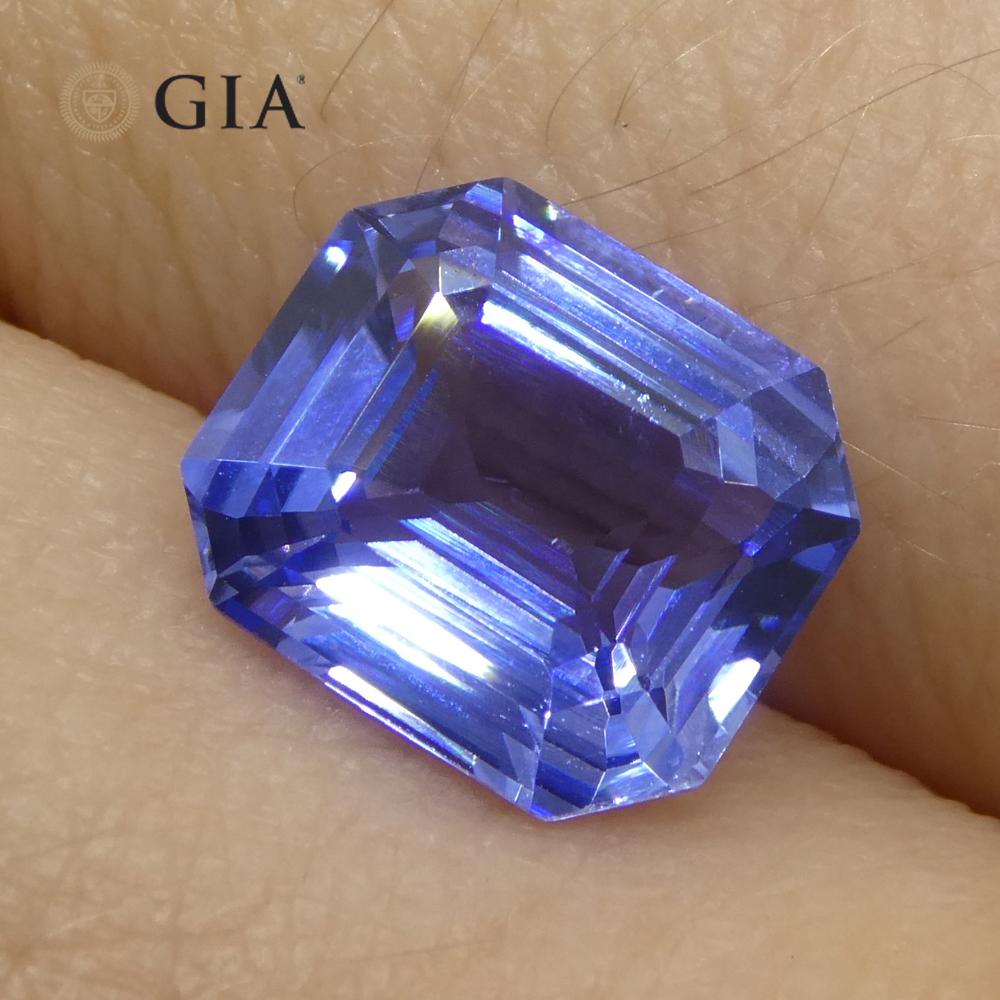 3.06ct Octagonal/Emerald Cut Blue Sapphire GIA Certified Sri Lanka   For Sale 10