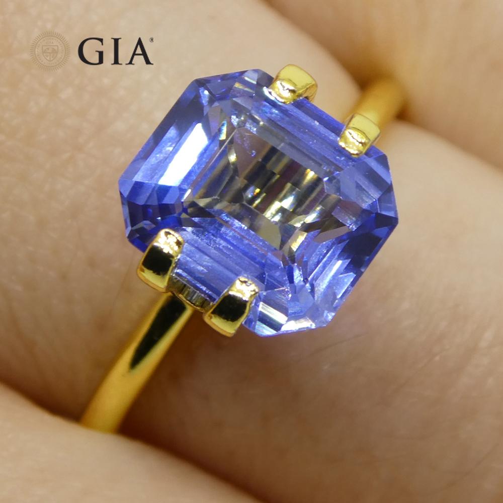 3.06ct Octagonal/Emerald Cut Blue Sapphire GIA Certified Sri Lanka   In New Condition For Sale In Toronto, Ontario