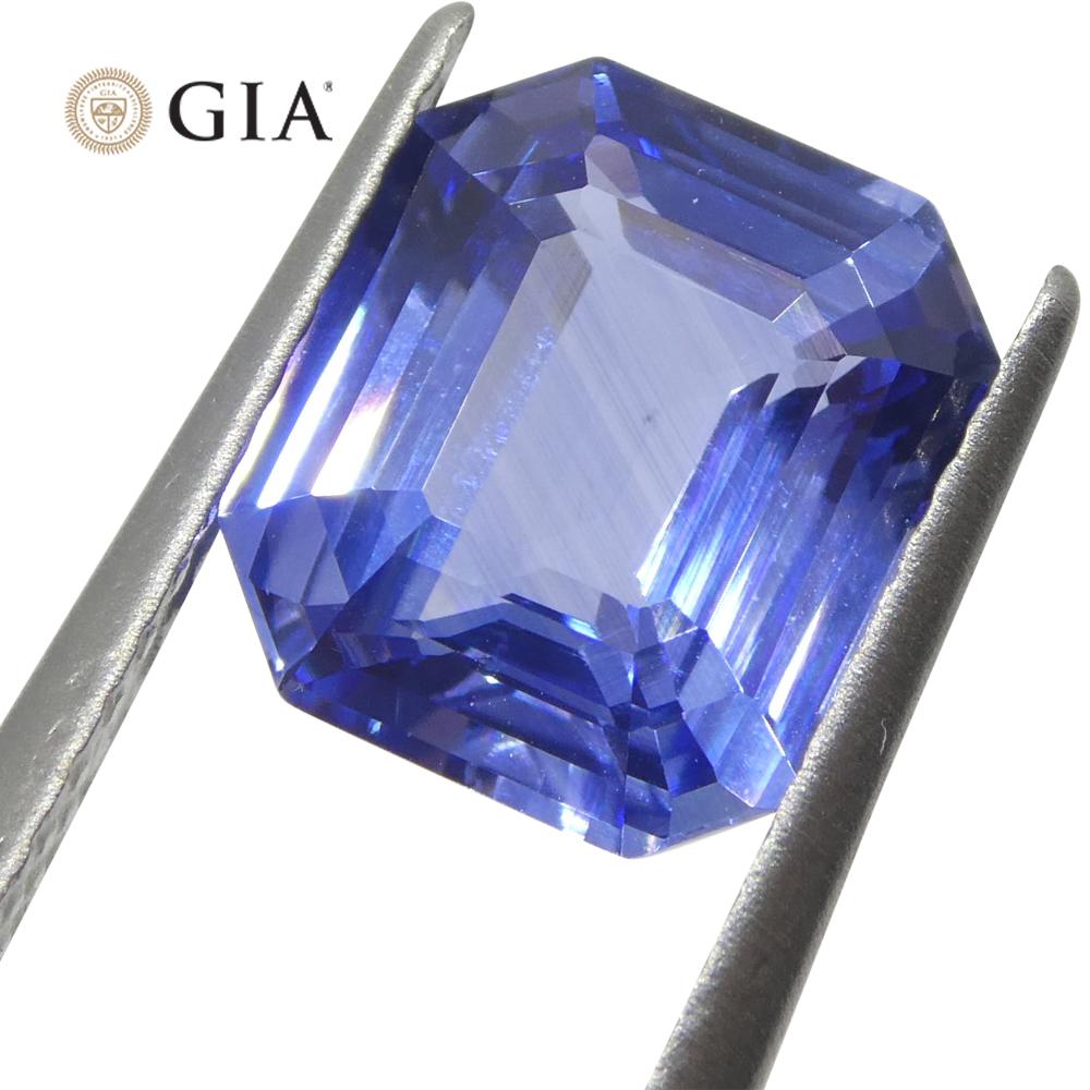 Women's or Men's 3.06ct Octagonal/Emerald Cut Blue Sapphire GIA Certified Sri Lanka   For Sale