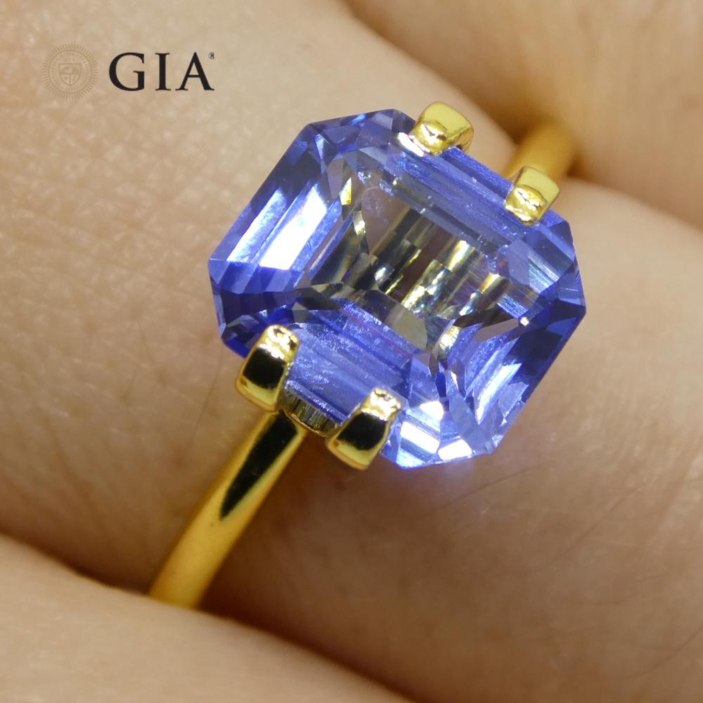3.06ct Octagonal/Emerald Cut Blue Sapphire GIA Certified Sri Lanka   For Sale 3