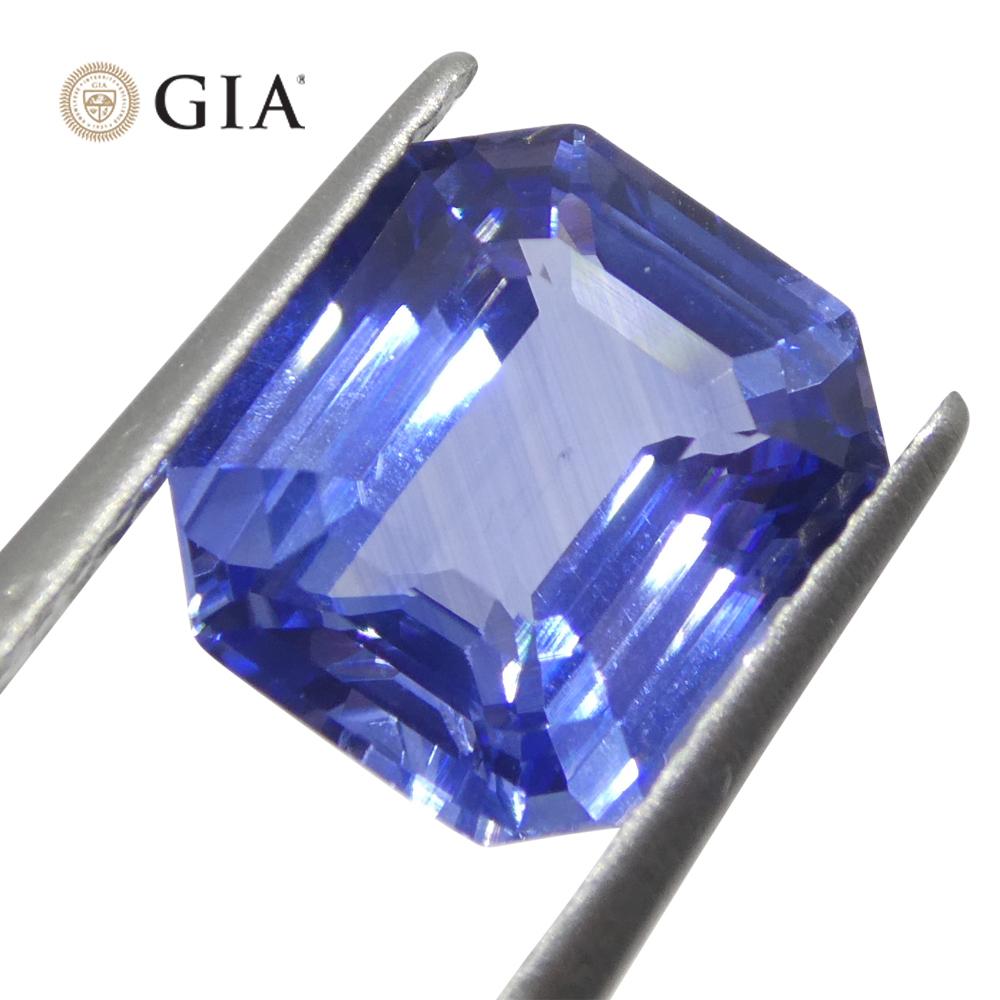 3.06ct Octagonal/Emerald Cut Blue Sapphire GIA Certified Sri Lanka   For Sale 4