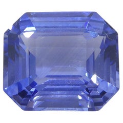 Saphir bleu octogonal/émeraude de 3.06 carats certifié GIA du Sri Lanka  