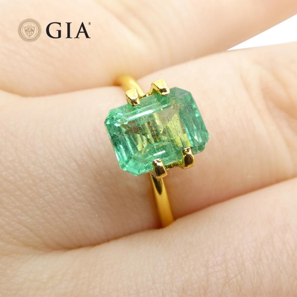 3.06ct Octagonal/Emerald Cut Green Emerald GIA Certified (F2)  For Sale 1