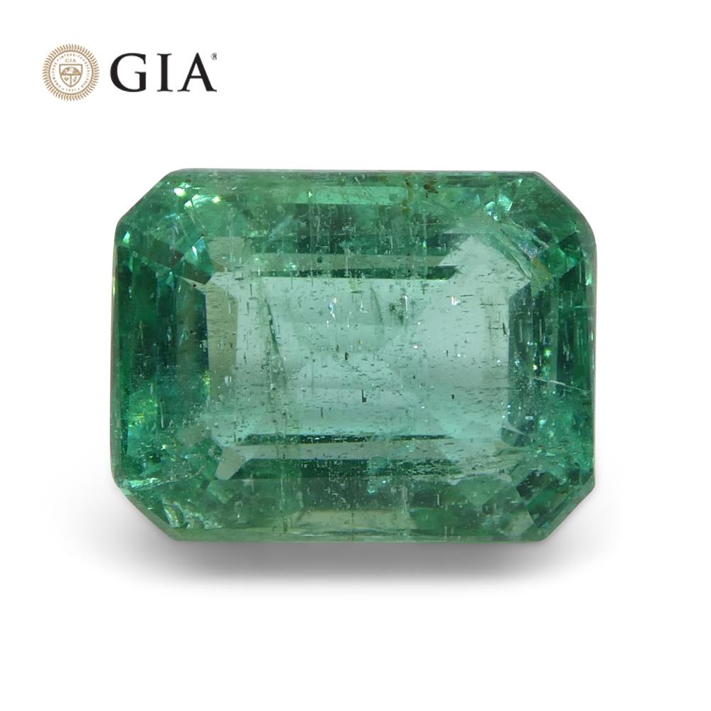 3.06ct Octagonal/Emerald Cut Green Emerald GIA Certified (F2)  For Sale 2