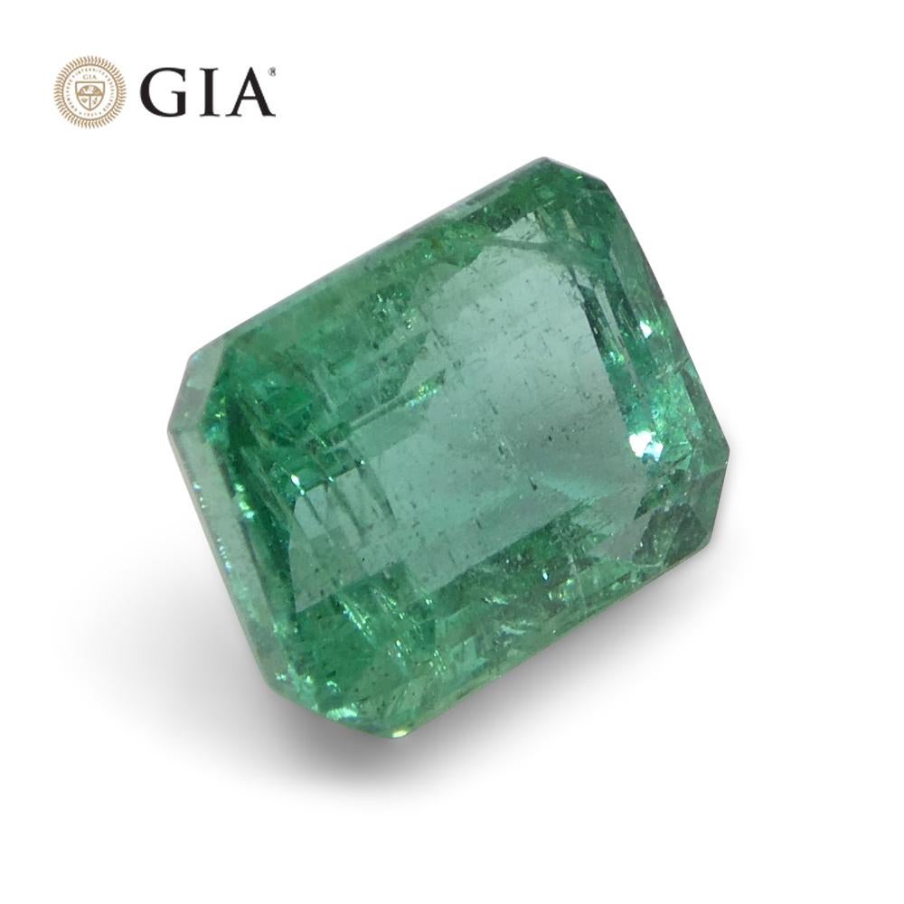 3.06ct Octagonal/Emerald Cut Green Emerald GIA Certified (F2)  For Sale 3