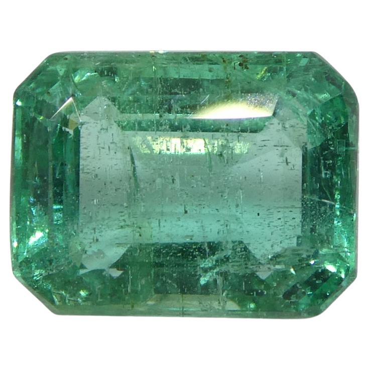 3.06ct Octagonal/Emerald Cut Green Emerald GIA Certified (F2)  For Sale