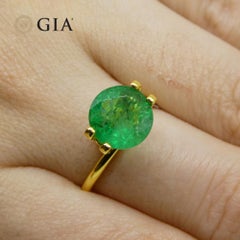 3.06 Carat Round Green Emerald GIA Certified, Brazil