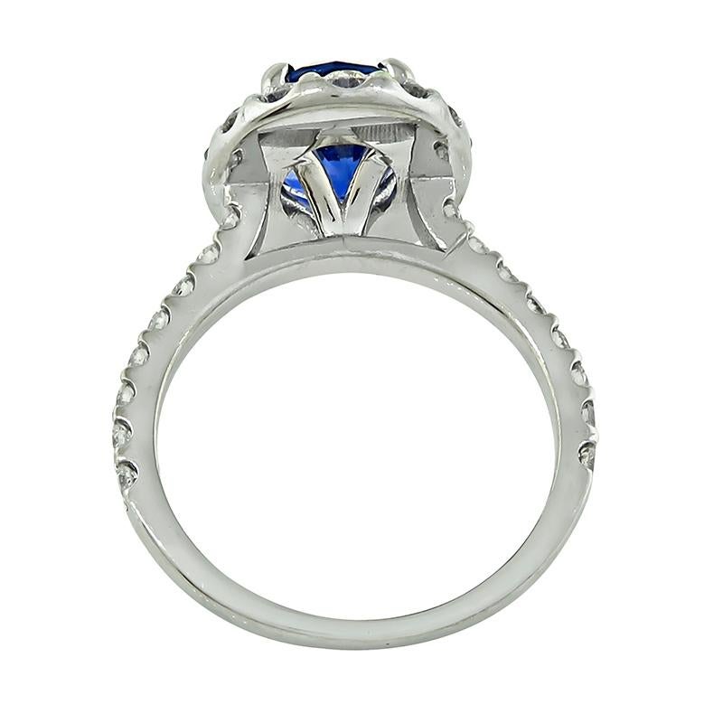 3.06ct Sapphire 0.90ct Diamond Engagement Ring In Good Condition For Sale In New York, NY